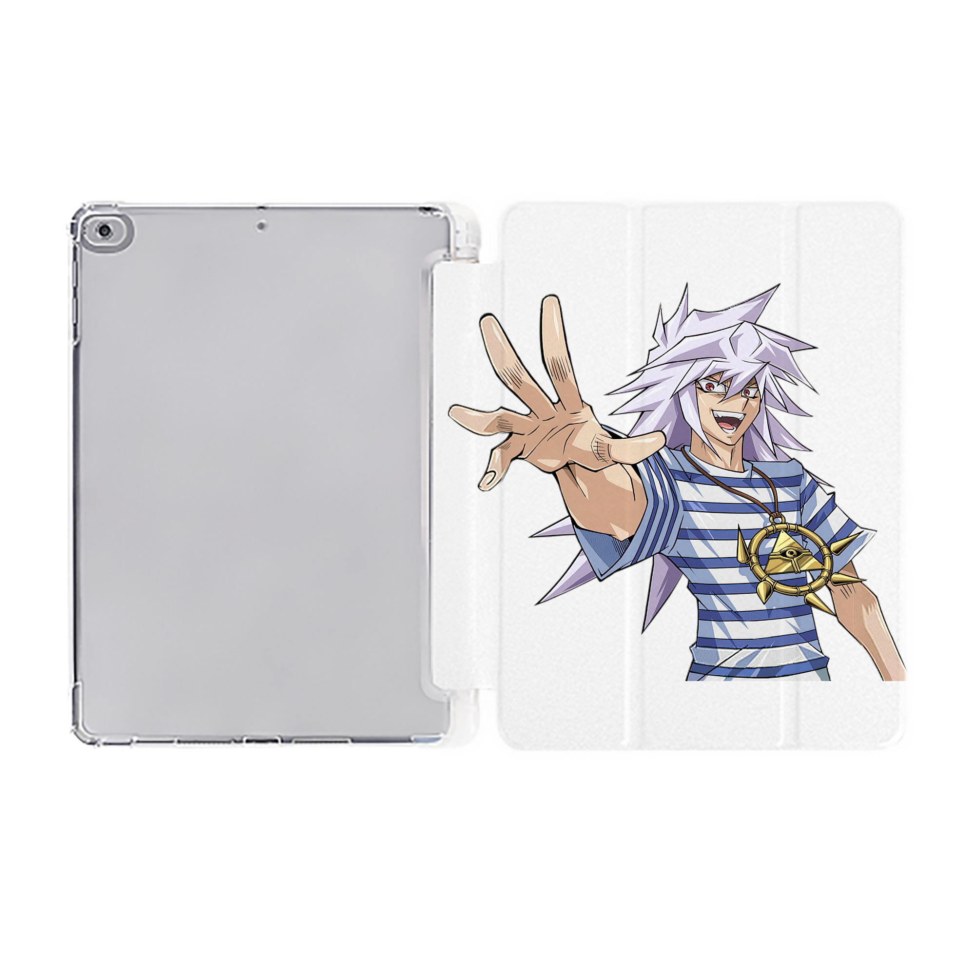 （画像用） 遊☆戯☆王 Yu-Gi-Oh! IPad ケース ペン収納付き 三つ折りスタンド PUレザー×シリコン 対応機種9.5/10.5/10.9インチ